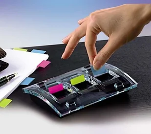 Post-it Post-It Index C2011  3 dozownik, akryl, czarny/przezroczysty, w zestawie: 3 X 50 Index Standard, czerwony, żółty, niebieski C2011-3 - Artykuły biurowe - miniaturka - grafika 3