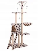 Drapaki dla kotów - GoodHome Drapak dla kota domek drzewo legowisko 138cm xl Odciski Łapek DRAPAK01 LEO BEIGE - miniaturka - grafika 1