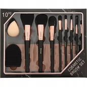 Pędzle do makijażu - Zestaw pędzli do makijażu 10 elementów gąbeczka - miniaturka - grafika 1