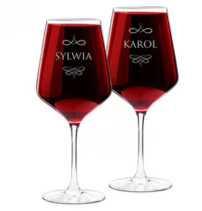 Murrano Kieliszki szklane x2 do wina rubin rozmiar XL z grawerunkiem dla pary 2xSKI-RB-011 - Gadżety dla niej i dla niego - miniaturka - grafika 6