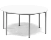 Stoły - AJ Produkty Stół Bors, 1200x600 mm, rama srebrna, dźwiękochłonny HPL, biały - miniaturka - grafika 1