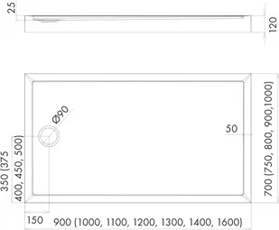 Schedpol Schedline Brodzik prostokątny kompaktowy Schedline CAMERON 120x70 3ST.C2P-70120 - Brodziki prysznicowe - miniaturka - grafika 6