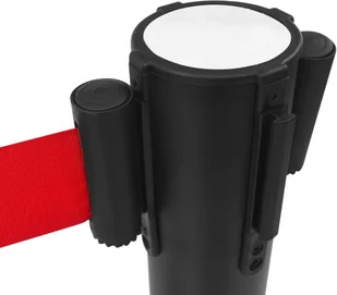 vidaXL Słupki odgradzające z taśmą, stal, czarne vidaXL - Zabezpieczenia dla dzieci - miniaturka - grafika 3