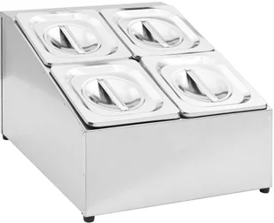 vidaXL Ekspozytor z 4 pojemnikami GN 1/6, stal nierdzewna vidaXL - Pojemniki i kosze gastronomiczne - miniaturka - grafika 10