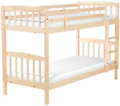 Łóżka dla dzieci i młodzieży - Beliani Łóżko piętrowe drewniane jasnobrązowe 90x200 cm REVIN - miniaturka - grafika 1