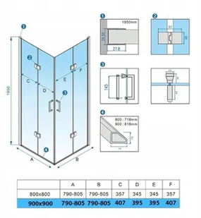 231 HYDAR KABINA PRYSZNICOWA 90x90 BLACK SKŁADANA 6MM 23178226 78226-uniw - Kabiny prysznicowe - miniaturka - grafika 13