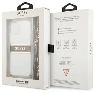 Guess GUHCP13SKC4GBGO iPhone 13 mini 5,4" Transparent hardcase 4G Brown Strap Gold Chain GUE001687-0 - Etui i futerały do telefonów - miniaturka - grafika 9