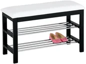 Szafki na buty - Półka na buty z siedziskiem 2 piętra, czarno-biały - miniaturka - grafika 1