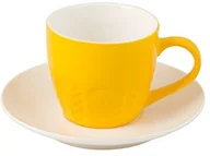 Serwisy do kawy i herbaty - H+H H & H zestaw filiżanek do kawy z talerz, Bone China, żółte, 130 ML, 6 sztuka 8738859 - miniaturka - grafika 1