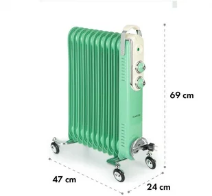 Klarstein Klarstein Thermaxx Retroheat, grzejnik olejowy, 2500 W, kółka, zielony HTR6-ThmxRetro25Grün - Ogrzewanie przenośne - miniaturka - grafika 8