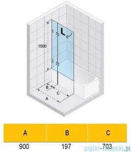 Riho Scandic NXT X109V parawan nawannowy lewy chrom 90x150cm GX06052C1 - Parawany nawannowe - miniaturka - grafika 2