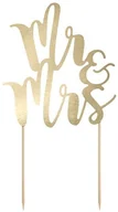 Gadżety dla niej i dla niego - PartyDeco Dekoracja na tort "Mr & Mrs", złota, 25,5 cm KPT10-019M - miniaturka - grafika 1