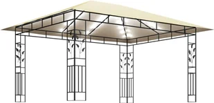 vidaXL Altana z moskitierą i sznurem lampek, 4x3x2,73 cm, kremowa! 3070315 - Altany ogrodowe - miniaturka - grafika 3