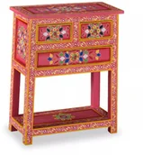 Komody - vidaXL Szafka z szufladami, drewno mango, różowa, ręcznie malowana - miniaturka - grafika 1