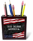 Pojemniki biurowe - 3dRose 3dRose ph_237419_1 15 cm"God Bless America Patriotyczny cyt" uchwyt na długopisy do płytek ph_237419_1 - miniaturka - grafika 1