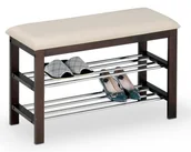 Ławki do przedpokoju - HALMAR Ławka drewniana stojak na obuwie ST3 wenge z kremowym siedziskiem eco skóra - miniaturka - grafika 1