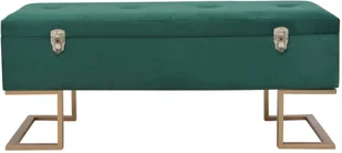 vidaXL Ławka ze schowkiem, 105 cm, zielona, aksamitna vidaXL - Ławki do przedpokoju - miniaturka - grafika 3