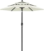 Parasole ogrodowe - vidaXL 3-poziomowy parasol na aluminiowym słupku piaskowy 2 m 313852 - miniaturka - grafika 1