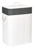 Kosze na bieliznę - Kosz bambusowy na pranie 80L biało-szary - miniaturka - grafika 1