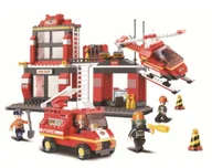 Klocki - Remiza Straż Pożarna Sluban Samochód Helikopter - miniaturka - grafika 1