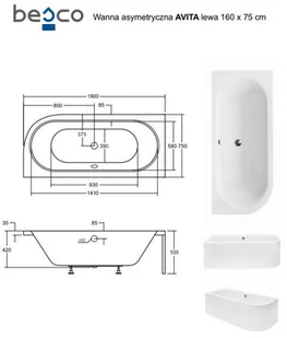 Besco AVITA 160x75 lewa  OAV-160-NS - Wanny - miniaturka - grafika 5