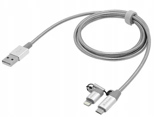 Verbatim Kabel Verbatim USB-A Lightning + micro USB-B M/M combo 1m srebrny 48869 - Huby USB - miniaturka - grafika 2