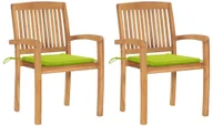 Fotele i krzesła ogrodowe - vidaXL Krzesła ogrodowe, 2 szt., jasnozielone poduszki, drewno tekowe! 3063263 - miniaturka - grafika 1