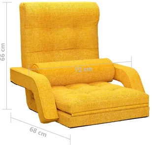 VidaXL Lumarko Składane krzesło podłogowe z funkcją spania, musztardowe 336528 VidaXL - Szezlongi - miniaturka - grafika 8