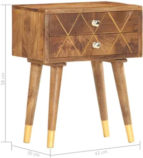 vidaXL Szafka nocna, 43x30x58 cm, lite drewno mango - Szafki nocne - miniaturka - grafika 14