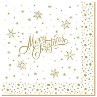 Folia, papier śniadaniowy, serwetki - Nuova R2S Easy life SERWETKI PAPIEROWE Złote gwiazdki Merry Christmas 414 GOLD - miniaturka - grafika 1