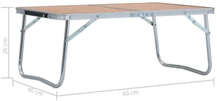 VidaXL Składany stolik turystyczny, brązowy, aluminiowy, 60x40 cm 48186 VidaXL - Meble turystyczne - miniaturka - grafika 7