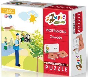 zzuple DWUSTRONNE PUZZLE DO NAUKI ANGIELSKIEGO-ZAWODY PROFESSIONS - Pomoce naukowe - miniaturka - grafika 2