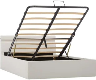 vidaXL Rama łóżka z podnośnikiem i LED, biała, ekoskóra, 120 x 200 cm - Łóżka - miniaturka - grafika 3