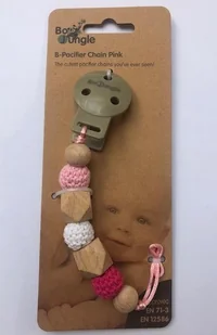 Bo Jungle łańcuszek na smoczek B PACIFIER WOOD Pink - Smoczki uspokajające - miniaturka - grafika 2