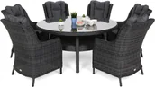 Meble ogrodowe - HOME &amp; GARDEN HOME & GARDEN Meble ogrodowe technorattanowe Bristol Round Elegant 150 cm Grey / Grey Melange 6+1 116972 - miniaturka - grafika 1