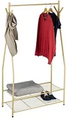Wieszaki i stojaki - Relaxdays Wieszak na ubrania z półką na buty Sandra , metalowy, szeroki, wieszak stojący z drążkiem na ubrania, 2 półki, również na kozaki, wymiary (wys. x szer. x gł.): 162 x 90 x 40 cm 10020565_533 - miniaturka - grafika 1