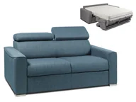 Sofy i kanapy - Vente-Unique 2-osobowa kanapa z ekspresowym mechanizmem rozkładania z tkaniny VIZIR - Kolor: niebieski - Miejsce do spania: 120 cm - Materac 18 cm - miniaturka - grafika 1