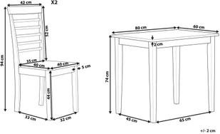 Beliani Beliani Zestaw do jadalni stół i 2 krzesła jasne drewno z białym BATTERSBY - Stoły z krzesłami Beliani Beliani Zestaw do jadalni stół i 2 krzesła jasne drewno z białym BATTERSBY - Stoły z krzesłami - miniaturka - grafika 4