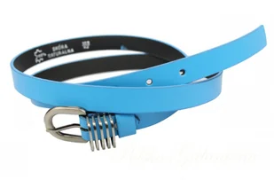 Complex Pasek Damski Skórzany (PL) 20 mm Skóra Naturalna BŁĘKITNY Wąski - Paski - miniaturka - grafika 2