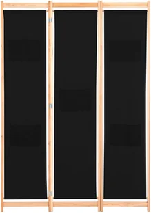 vidaXL Parawan 3-panelowy, czarny, 120x170x4 cm, tkanina vidaXL - Parawany - miniaturka - grafika 2