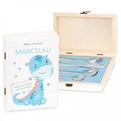 Sztućce dla dzieci - Murrano Zestaw Sztućców Dla Dzieci W Drewnianym Etui Nadruk Dinozaur SZT-ANIMALS_DRW-UV-020 - miniaturka - grafika 1