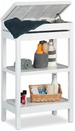 Półki łazienkowe - Relaxdays regał łazienkowy z bambusa, regał kuchenny, regał stojący, z 3 półkami, komora z klapą, otwarta, wys. 76,5 x 46 x 29,5 cm, biały (10024195) - miniaturka - grafika 1