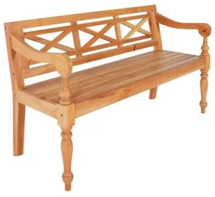 vidaXL Ławka Batavia, 136 cm, lite drewno mahoniowe, jasnobrązowa vidaXL - Ławki do przedpokoju - miniaturka - grafika 8