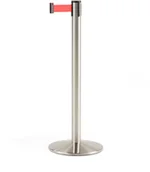 Wyposażenie miejsc publicznych - AJ Taśmowy system wygrodzenowy 3650 mm stal szczotkowana taśma czerwona 312413 - miniaturka - grafika 1