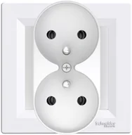 Gniazdka elektryczne - Schneider Electric Gniazdo podwójne Asfora z uziemieniem do ramki białe EPH9811221 - miniaturka - grafika 1