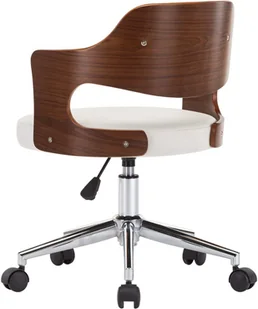 vidaXL Obrotowe krzesło stołowe, białe, gięte drewno i sztuczna skóra - Krzesła - miniaturka - grafika 4