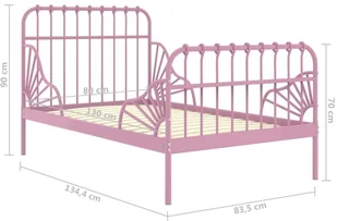 VidaXL Przedłużana rama łóżka różowa metalowa 80x130/200 cm 324743 - Łóżka dla dzieci i młodzieży - miniaturka - grafika 9