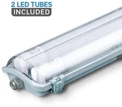 Oprawy, klosze i abażury - v-tac Oprawa Hermetyczna LED V-TAC PC/PC 2x150cm 2 x 22W) Tuby LED w zestawie) VT-15022 4000K 4000lm - miniaturka - grafika 1