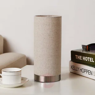 Lampenwelt Kremowa lampa stołowa Ronja z tkaniny - Lampy stojące - miniaturka - grafika 3