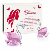 Gadżety dla niej i dla niego - Murrano Łabędzie kryształowe w pudełku z nadrukiem dla dziewczyny żony na imi KRSZ-LB-022 - miniaturka - grafika 1
